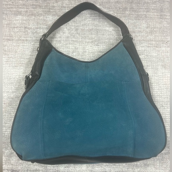 AIMEE KESTENBERG Blue Nubuck & Black Leather High Riser Hobo Medium Shoulder Bag - Picture 4 of 9